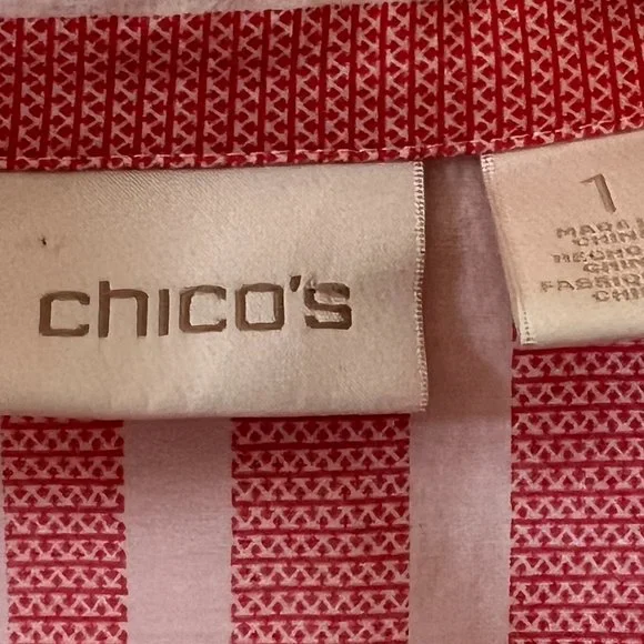 Chico's Women's Top Button Down Shirt Striped Size 1 3/4 Sleeve Silk Blend - Picture 5 of 8